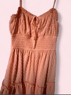 Trixxi Coral Peach Ruffled Smocked Top